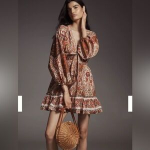 FARM Rio Romantic Nature Earthy Tones Mini Dress
